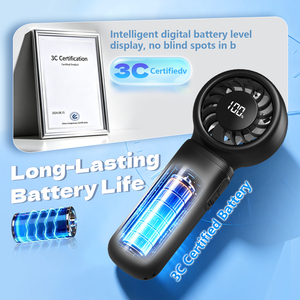 พัดลมมือถือแบบพกพาพร้อมจอแสดงผลดิจิตอล 4000mAh พัดลมระบายความร้อนแบบชาร์จได้ 5 ระดับความเร็วสำหรับการใช้งานกลางแจ้งบนเดสก์ท็อป - Product Image 5