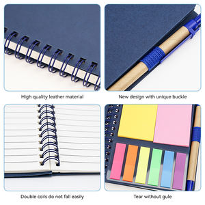 Cuaderno punteado de cuero ejecutivo en blanco en espiral de sublimación con juego de bolígrafos y logotipo - Product Image 5