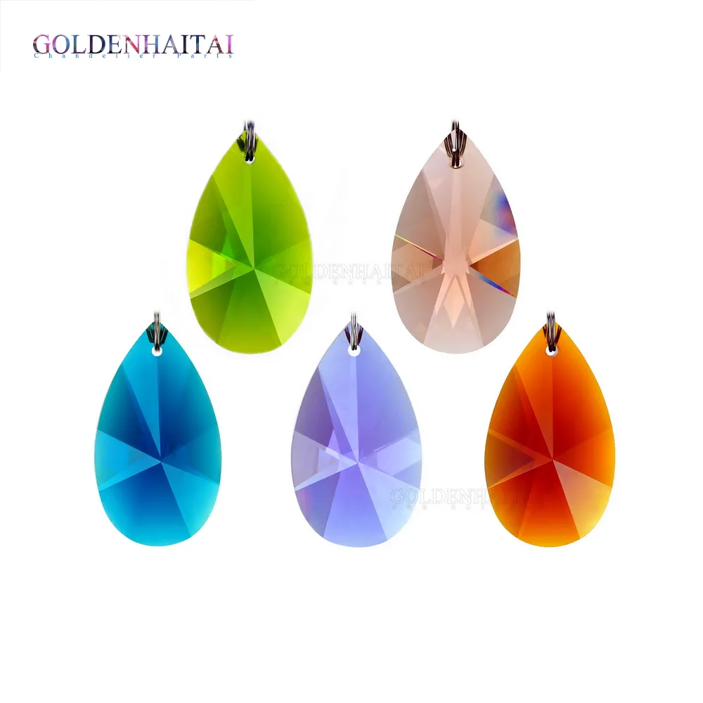 38mm Teardrop Crystal Glass Chandelier Prisms, DIY Jewelry Ornament, Lighting Lamp Pendant GOLDENHAITAI 7130