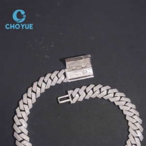 ลดราคาพิเศษ สร้อยคอเงินแท้ S925 ขนาด 15 มม. 3 แถว แบบ Cuban Link ประดับเพชรโมอิสซาไนต์ สไตล์ฮิปฮอป เครื่องประดับคุณภาพสูง สร้อยคอผู้ชาย ผ่านการทดสอบเพชร GRA - Product Image 6