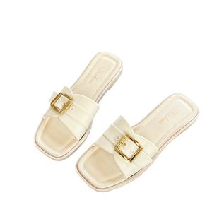 Nueva moda de verano para mujer, zapatos planos de estilo Hada, sandalias pequeñas con hebilla cuadrada, característica estampada, suela suave, ropa exterior, playa para zapatillas - Product Image 1