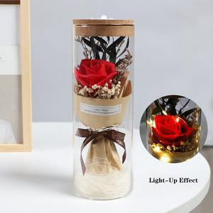 Festa della mamma/san valentino regalo di compleanno Gypsophila girasole rosa garofano Bouquet immortale <span class=keywords><strong>fiori</strong></span> <span class=keywords><strong>secchi</strong></span> conservato vaso di vetro - Product Image 4