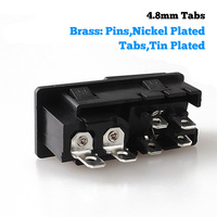 Conector de Corriente Alterna IEC LZ-8-29 C8 con Interruptor de Lámpara, 1 Salida, Enchufe de Cobre/Latón/Nylon, Negro, CE