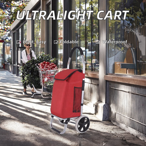 Chariot de courses pliable ultraléger et portable pour extérieur, sac de transport alimentaire étanche avec cadre en fer inoxydable chromé, breveté, poids léger, origine - Product Image 2