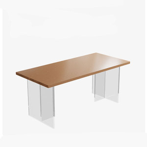 Ensemble de table à manger en bois massif, 4 pièces, pieds en acrylique, meubles durables pour le salon - Product Image 5