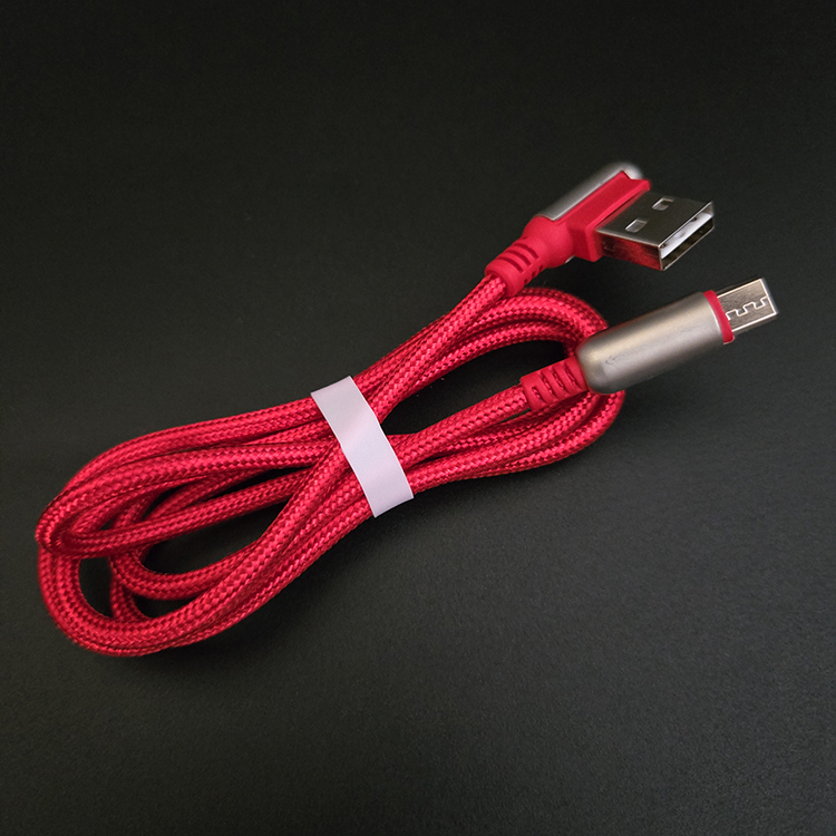 Universal Kirsite Cover 90 Degree Elbow <strong>Two</strong> <strong>Sided</strong> <strong>USB</strong> Nylon Braided V8 Android <strong>Micro</strong> <strong>USB</strong> <strong>Cables</strong>