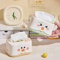 Nouvelle boîte de rangement en plastique pour table basse de salon, boîte à mouchoirs de salle de bain, design poussin de dessin animé, moderne et minimaliste