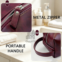 Trousse de Toilette Homme en Cuir Personnalisée avec Logo – Trousse de Voyage pour Rasage et Cosmétiques – Cadeau Fête des Pères pour Papa
