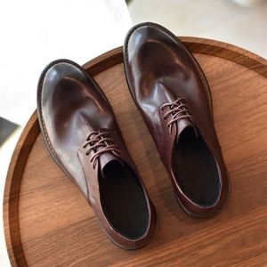 Chaussures pour hommes, fabriquées à la main, à semelle Goodyear, décontractées, rétro, lavées à l'eau, à semelle en caoutchouc, confortables, pour le travail, augmentant la taille - Product Image 5