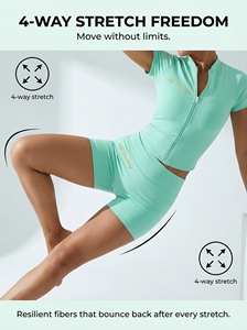 Comodo Completo Sportivo Estivo da <span class=keywords><strong>Donna</strong></span> <span class=keywords><strong>su</strong></span> <span class=keywords><strong>Misura</strong></span>: Giacca a Maniche Corte con Zip e Pantaloncini, Set 2 Pezzi - Product Image 5