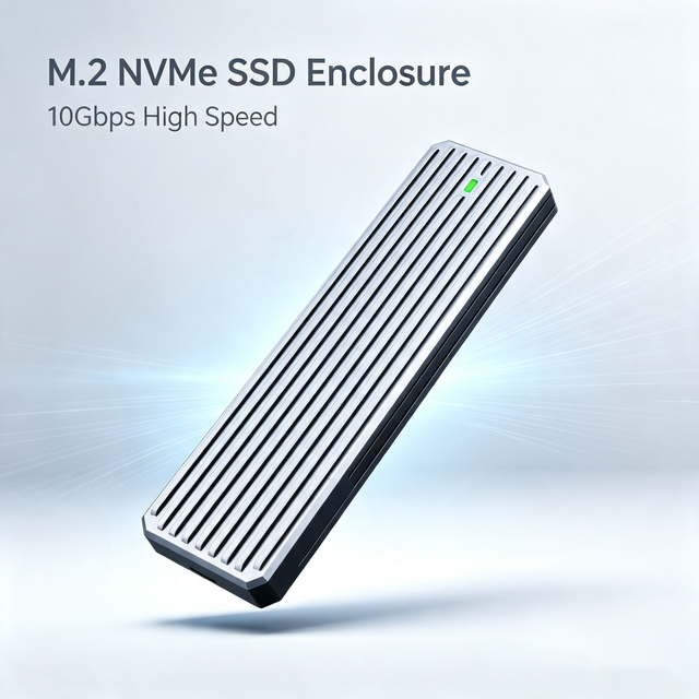 ITGZ 10Gbps M.2 SSD Enclosure RTL9210B Dual Protocol NVMe SATA Aluminum Box for 22110 SSD with 20cm Cable