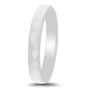 Anillo de Cerámica con Facetas en Forma de Rombo de 3 mm, <span class=keywords><strong>Regalo</strong></span> de <span class=keywords><strong>Aniversario</strong></span> para Parejas, Negro y Blanco, Liso y Pulido, Apilable, Anillo Combinable - Product Image 2