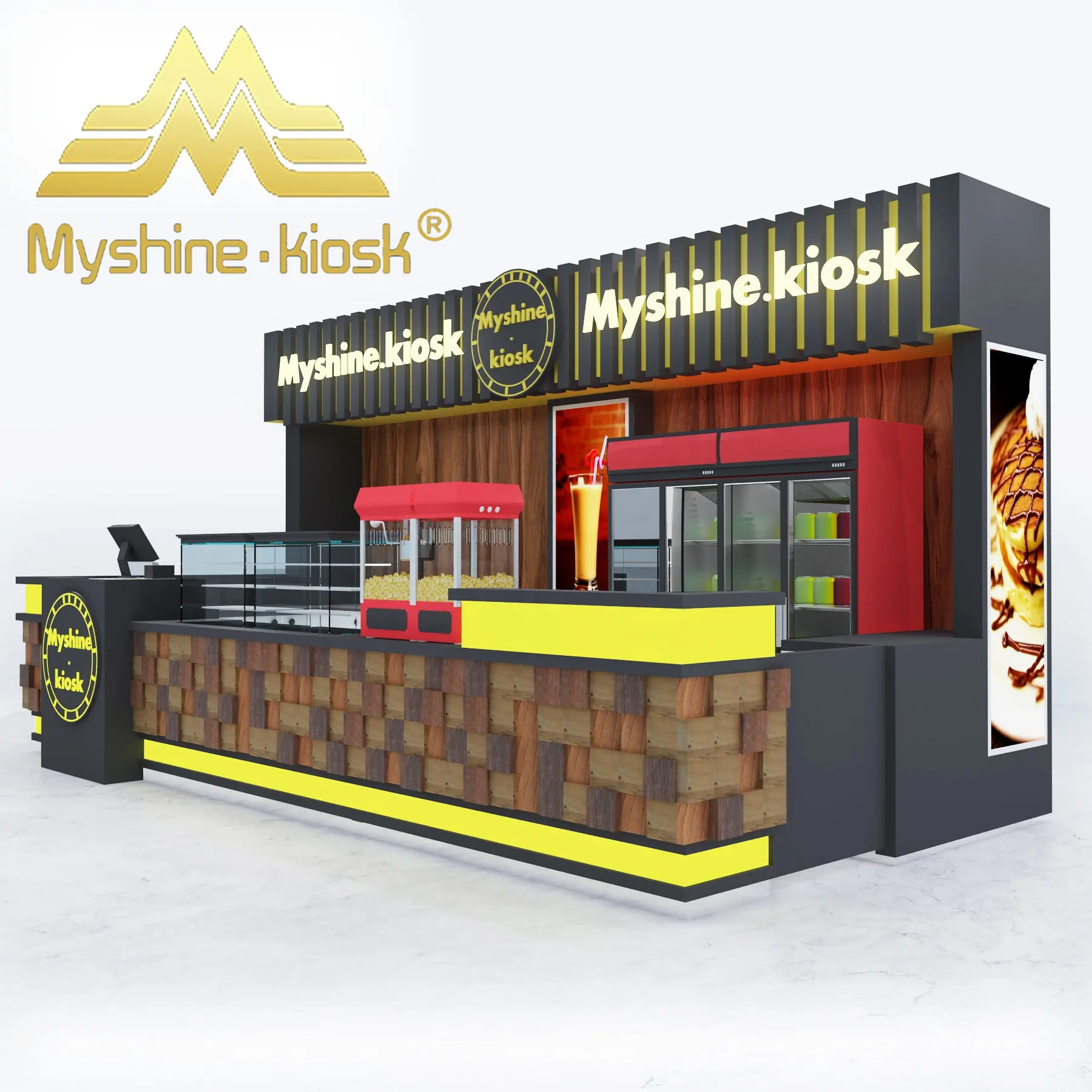 Cafe Display Counter Fast Food Retail Kiosk Bubble Tea Shop Design