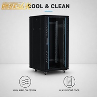 Armoire de serveur réseau grande profondeur 800*600*1200mm, grande capacité, en acier laminé à froid, avec porte en verre trempé et roulettes mobiles