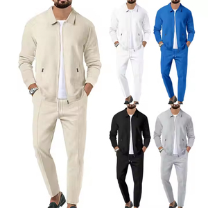 Nuovissimo Design: Completo Sportivo da <span class=keywords><strong>Uomo</strong></span> con Giacca a Maniche Lunghe e Zip, Set 2 Pezzi per Palestra e Fitness, <span class=keywords><strong>Tuta</strong></span> in Cotone <span class=keywords><strong>Slim</strong></span>-<span class=keywords><strong>Fit</strong></span>, Abbigliamento Casual - Product Image 1
