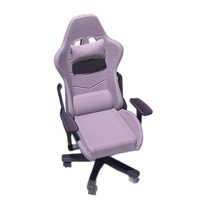 Chaise de Gamer Pivotante Grise de Haute Qualité avec Appui-tête, Dossier Haut Inclinable, Repose-pieds, Siège Gamer Confortable en Tissu - Product Image 4
