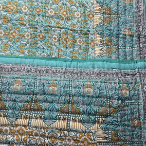 El mejor juego de cama de gasa de algodón orgánico con estampado de bloque de mano, edredón hecho a mano Reversible Razai HandBlock impreso Patchwork cálido HomeQuilt - Product Image 1