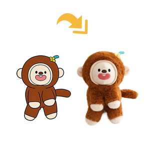 Peluche singe <span class=keywords><strong>de</strong></span> <span class=keywords><strong>dessin</strong></span> animé avec visage interchangeable, logo personnalisé, ODM, OEM, cadeau pour événements, anniversaires, fêtes - Product Image 2