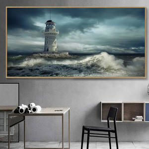 Moderno restaurante pared arte faro en agua áspera pintura decoración del hogar dormitorio decorativo pared lienzo pintura impresiones - Product Image 6