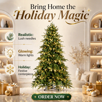 Sapin de Noël Artificiel en PE Pur de Haute Qualité 1,2-3m avec Lumières LED Intégrées 500-1000 Lumières Chaudes à Brancher pour Décoration Intérieure