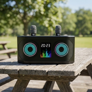 Haut-parleur Bluetooth tout-en-un WJ-A920 personnalisé en usine avec double micro, chargement sans fil, alarme, support de téléphone, karaoké sans fil, pour la maison, l'extérieur, les fêtes, RGB - Product Image 6