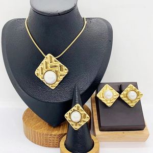 בגדים סיטונאיים אופנה נירוסטה בגדים מצופה זהב 18k פנינים טורקיז אביזרים גיאומטריים שרשראות עמיד למים מתנות - Product Image 4