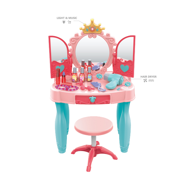 New Design Fashion Beauty Girls Makeup Pretend Cosmetic Set Pretend Play Dressing Table Toys