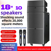 GENCE ZB-18010 Enceinte Subwoofer Line-Array en Bois 18 Pouces 2.1 Canaux 3800W Haute Puissance Autonomie de 6 Heures Fonction Radio