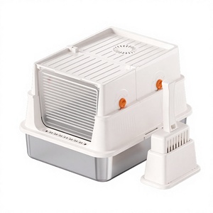 Bac à litière pour chat fermé avec plateforme d'entrée à fentes et protection anti-fuite en forme de U pour garder les granulés et l'urine à l'intérieur - Product Image 1
