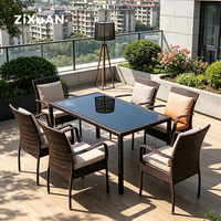 Offre Spéciale : Ensemble de Chaises de Jardin en Polyrotin avec Table Ronde / Ensemble de Chaises de Salle à Manger en Rotin Moderne / Mobilier d'Extérieur en Osier
