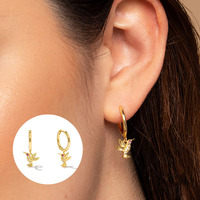 Boucles d'oreilles en argent sterling S925 avec zircon, exquises et colorées, cadeaux pour femmes, boucles d'oreilles huggie en forme d'oiseau