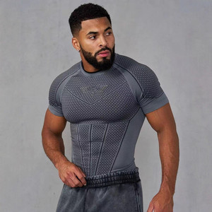 Nueva Llegada, Camiseta Deportiva de Manga Corta para Hombre, Estilo Americano, Corte Ajustado, Formal, Elástica, de Secado Rápido - Product Image 2