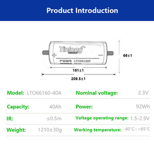 Sel Baterai LiFePO4 2.3V LTO-66160 30A 40Ah 25000 Siklus -50~65 untuk Skuter Listrik & Aplikasi Tenaga Surya - Product Image 5