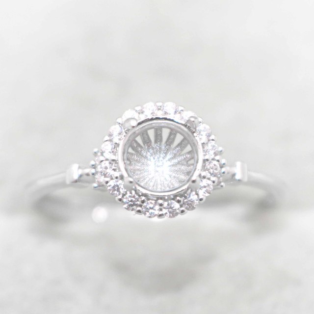Sterling Silver 6*6mm Semi Mount Ring Empty Frame Blank Support Claw Setting S925 Base Holder Without Center Stone for DIY Inlay