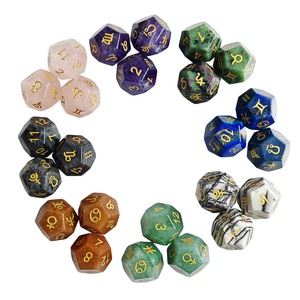 Lot de 3 dés de divination astrologique de luxe en pierres précieuses gravées, écologiques, personnalisables, en pierre naturelle, pour la divination des constellations - Product Image 1