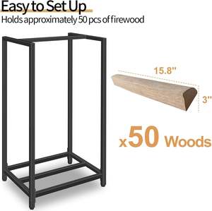 ELEGANT MA50711 - Soporte para <span class=keywords><strong>Leña</strong></span> Clásico de Metal con Recubrimiento en Polvo, 30 Pulgadas de Alto, Portátil, <span class=keywords><strong>Vertical</strong></span>, para Interiores y Exteriores, para Chimeneas - Product Image 4