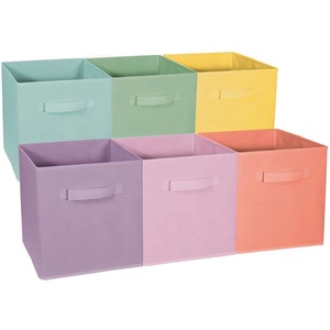 Foldable Storage Cube Basket Bin - Great for Nursery, Playroom, Closet, Home Organization (Pastel Multi-Color, 6 Pack)