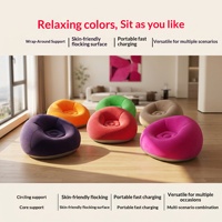 Fauteuil Poire Gonflable Sphérique en PVC Floqué, Style Minimaliste Moderne, Canapé Paresseux, Fauteuil Relaxant, 6 Couleurs