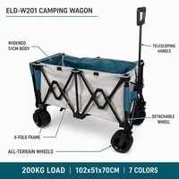Chariot de camping pliable robuste 200 kg, chariot de camping pliable avec roues tout-terrain, chariot utilitaire pour extérieur, plage, jardin