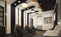 Diseño de Estilo Moderno Personalizado para Salón de Barbería Masculina en Color Negro con Exhibición de Estilo Especial para Salón de Belleza