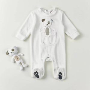 Nueva ropa <span class=keywords><strong>de</strong></span> bebé Onsies personalizada, peleles para bebés, ropa para dormir con pies, Mono para bebés, estampado <span class=keywords><strong>de</strong></span> animales <span class=keywords><strong>de</strong></span> dibujos animados grises - Product Image 1