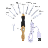 Ensemble d'accessoires de couture détachables éclairés par LED USB 9 en 1 Nouveau sac à crochet rechargeable avec plusieurs aiguilles interchangeables