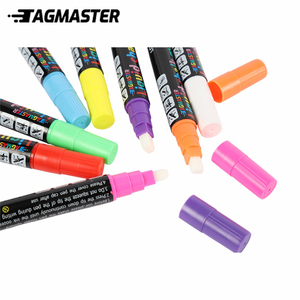 Lot de marqueurs à <span class=keywords><strong>craie</strong></span> <span class=keywords><strong>liquide</strong></span> à pointe plate de 6mm-8 couleurs chacune | Marque Tagmaster - Product Image 5