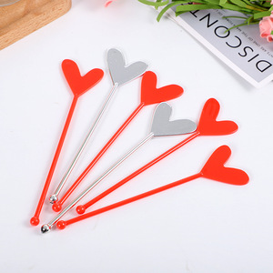 Agitador de Cócteles en Forma de Corazón, Acrílico Rojo Plateado, Mezclador de Bebidas, Herramientas de Bar, Palitos para Agitar - Product Image 4