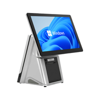 Новая POS-система ENTIPOS 15.6 дюймов с сенсорным экраном, процессором I3, 4 ГБ ОЗУ, Windows 10, серебристая, моноблок, 64 ГБ SSD, гарантия 1 год, для супермаркетов