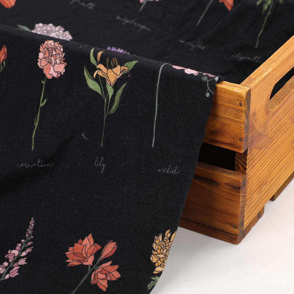 Custom Printed Bamboo Fiber Spandex Knit Fabric for Girls' Dresses and Boys' Clothing