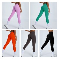 Nuevos Pantalones deportivos ajustados de Spandex transpirables sin costuras para Fitness, pantalones de Yoga para correr con cintura alta Abdominal para mujer