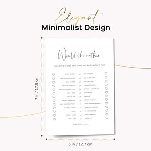 Jeux de douche nuptiale minimaliste blanc personnalisé serait-elle plutôt des cartes de <span class=keywords><strong>jeu</strong></span> de douche nuptiale pour les invités - Product Image 2