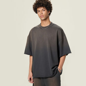 เสื้อยืดแขนสั้นสำหรับผู้ชายและผู้หญิง, เสื้อยืดผ้าฝ้าย GSM 350ใส่ได้ทั้งชายและหญิงเสื้อยืดแนวสตรีทโอเวอร์ไซส์ย้อนยุคโลโก้ได้ตามที่ต้องการ - Product Image 2