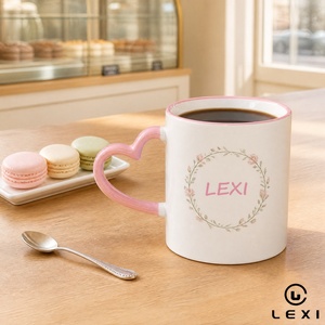 Ensemble de tasses en céramique bicolores, intérieur brillant coloré, pour bureau, dîner, <span class=keywords><strong>brunch</strong></span>, boulangerie, salon, studio, vente en gros, comptoir LEXI - Product Image 1